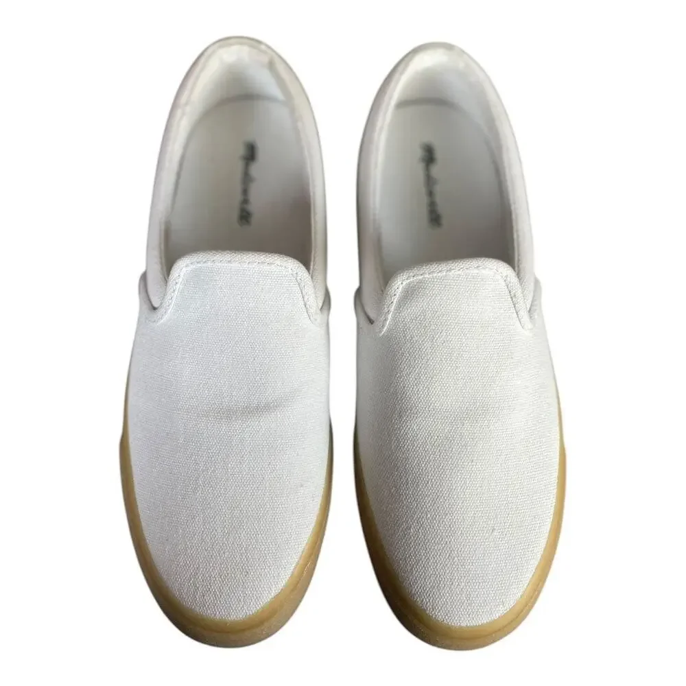 Madewell Unisex Sidewalk Slip On Sneakers In Recycled Canvas With Gum Bottoms